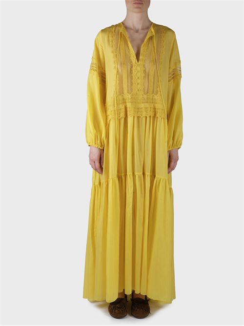 Abito lungo in cotone e seta con dettagli ricamati ERMANNO SCERVINO | D464Q620RUQ30850